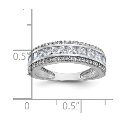 10K White Gold Tiara Collection Polished Cz Ring