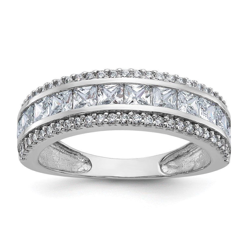 10K White Gold Tiara Collection Polished Cz Ring