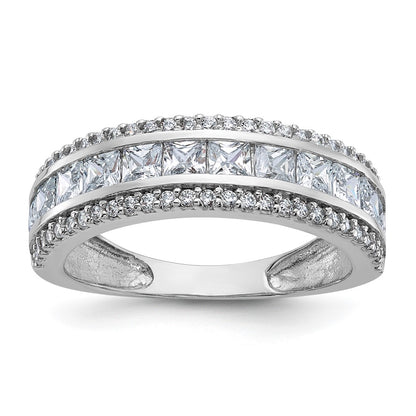 10K White Gold Tiara Collection Polished Cz Ring