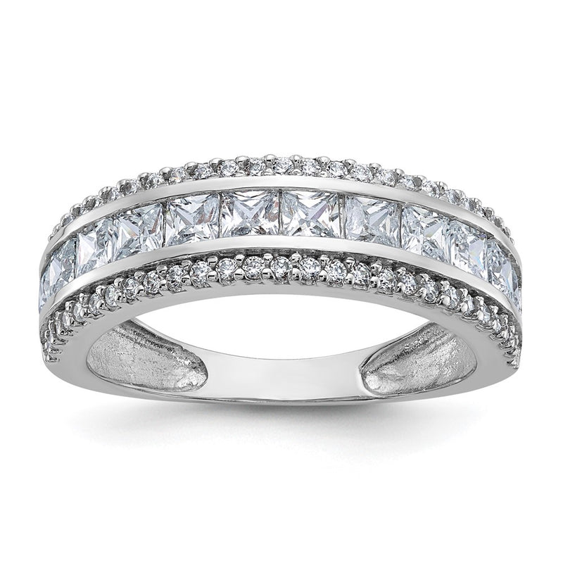 10K White Gold Tiara Collection Polished Cz Ring