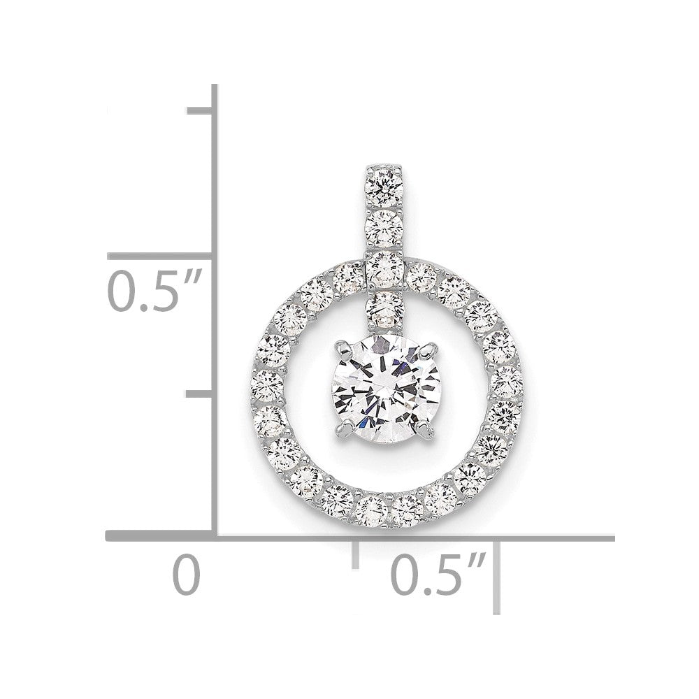 10K White Gold Tiara Collection Polished Cz Pendant