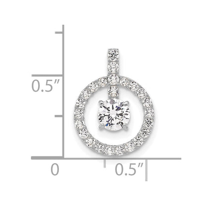 10K White Gold Tiara Collection Polished Cz Pendant
