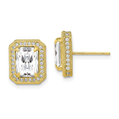 10K Yellow Gold Tiara Collection Polished CZ Earrings