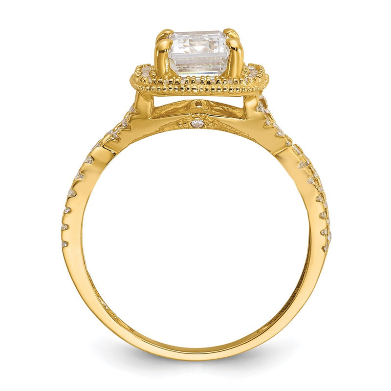 10K Yellow Gold Tiara Collection Polished Cz Ring (Size 7 Only)