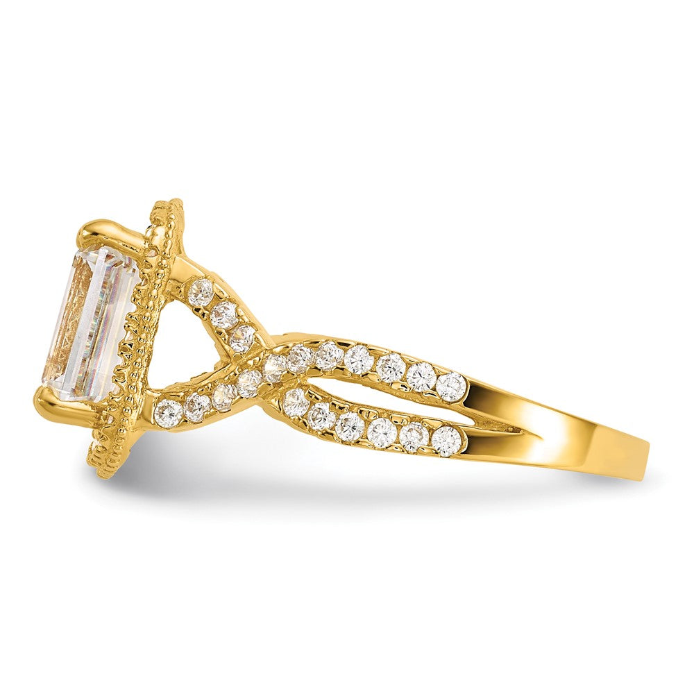10K Yellow Gold Tiara Collection Polished Cz Ring (Size 7 Only)
