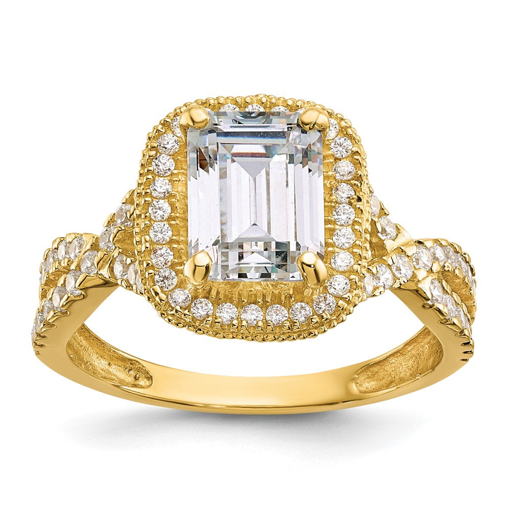 10K Yellow Gold Tiara Collection Polished Cz Ring (Size 7 Only)