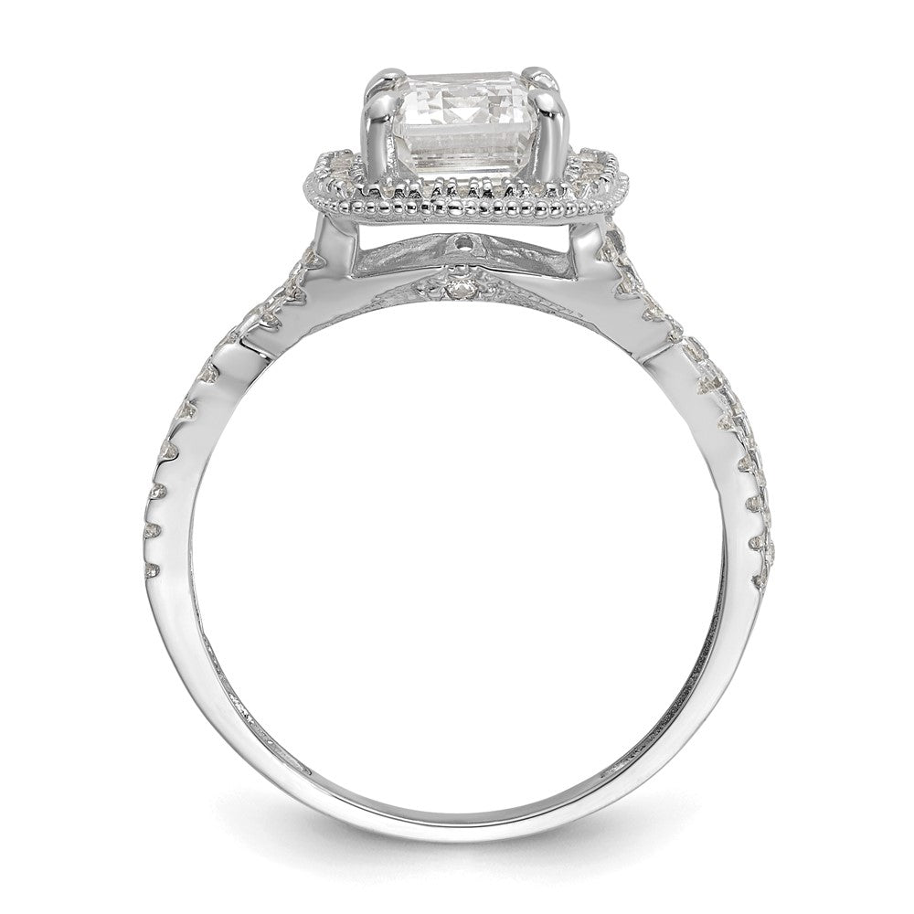 10K White Gold Tiara Collection Polished Cz Ring