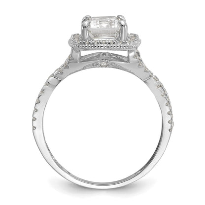 10K White Gold Tiara Collection Polished Cz Ring