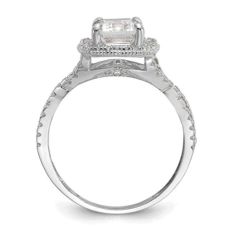 10K White Gold Tiara Collection Polished Cz Ring