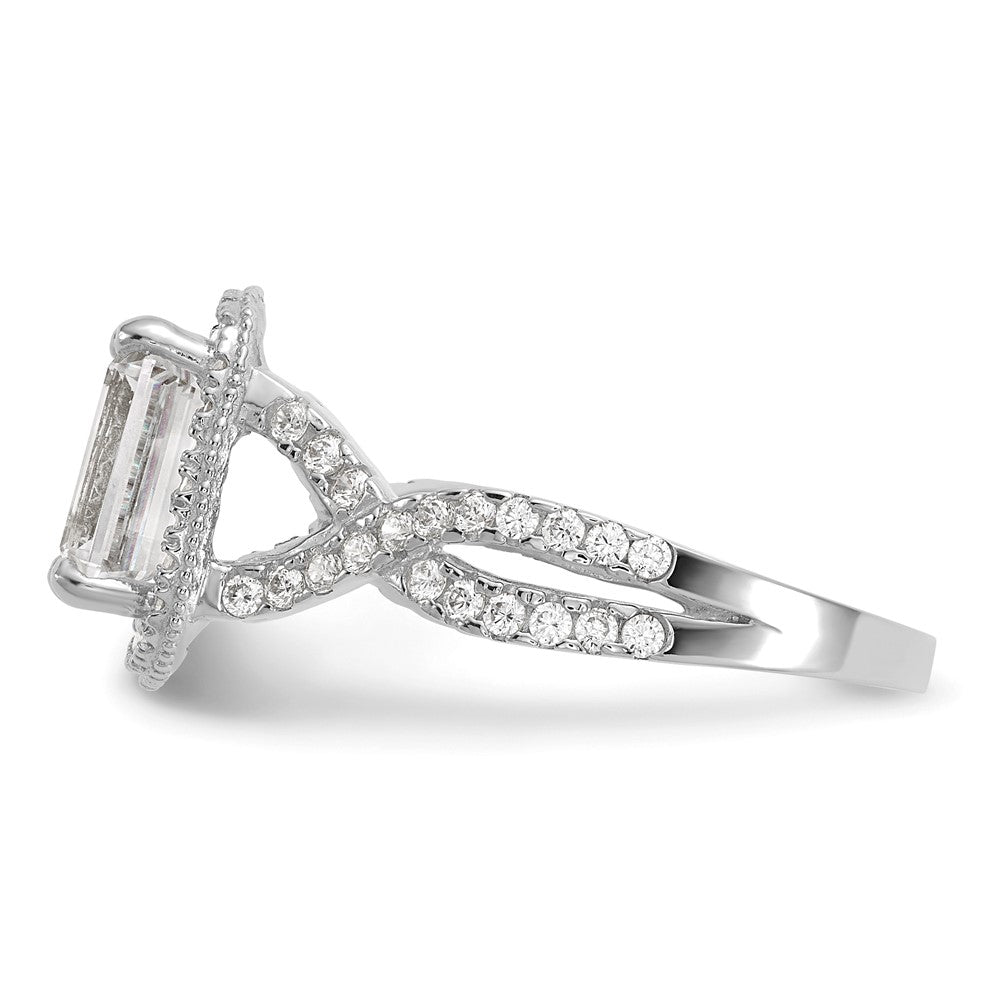 10K White Gold Tiara Collection Polished Cz Ring