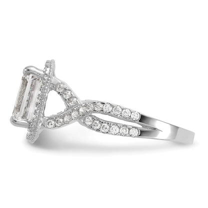 10K White Gold Tiara Collection Polished Cz Ring