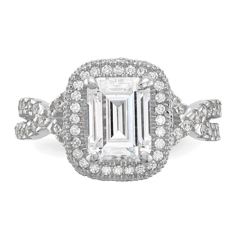 10K White Gold Tiara Collection Polished Cz Ring