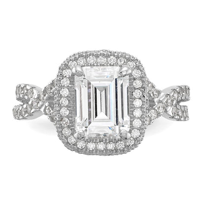 10K White Gold Tiara Collection Polished Cz Ring