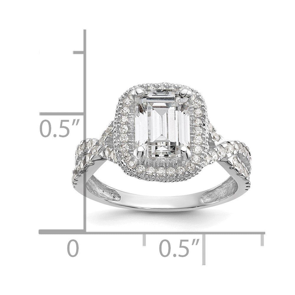 10K White Gold Tiara Collection Polished Cz Ring