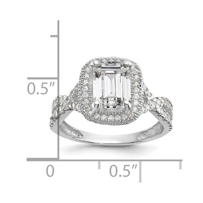 10K White Gold Tiara Collection Polished Cz Ring