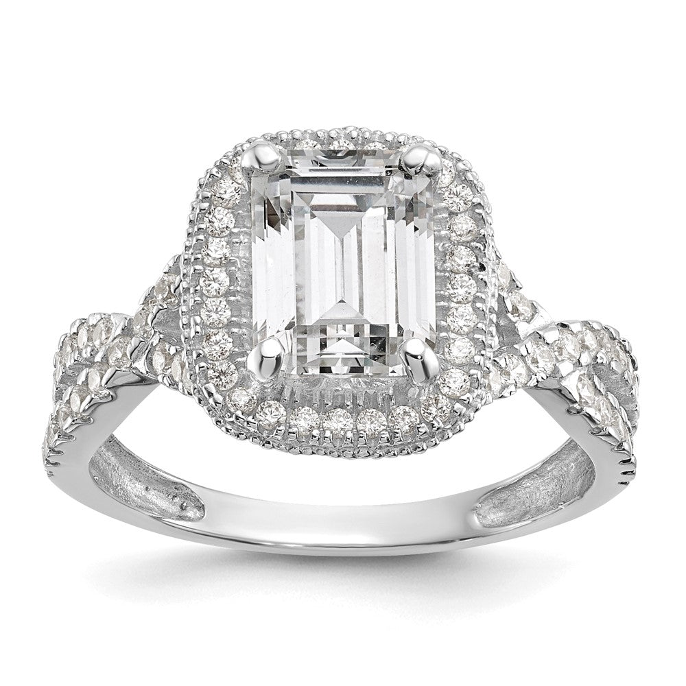 10K White Gold Tiara Collection Polished Cz Ring