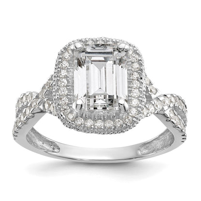 10K White Gold Tiara Collection Polished Cz Ring
