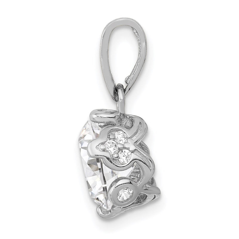 10K White Gold Tiara Collection Polished Cz Pendant
