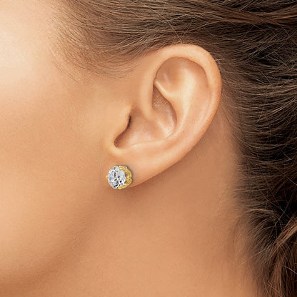 10K Yellow Gold Tiara Collection Polished CZ Post Earrings