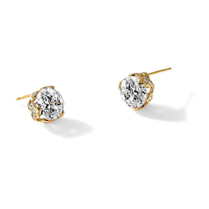 10K Yellow Gold Tiara Collection Polished CZ Post Earrings