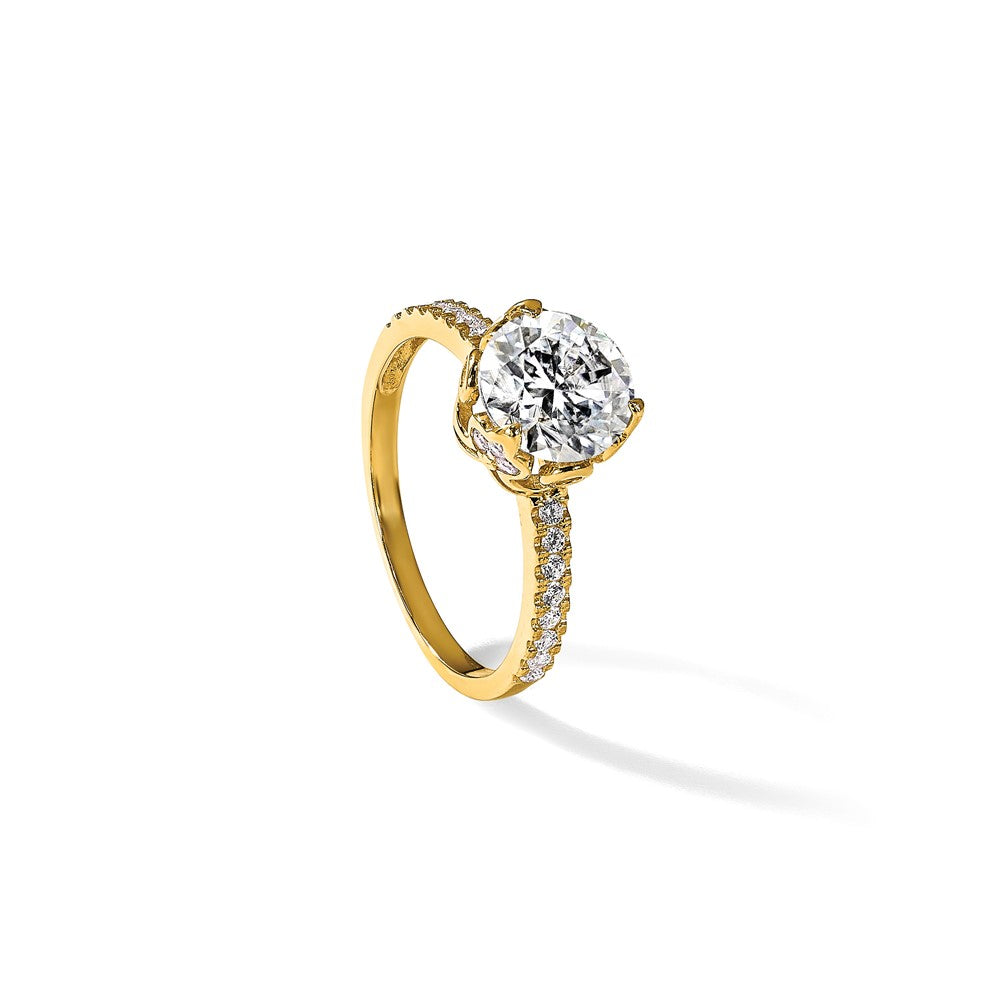 10K Yellow Gold Tiara Collection Polished CZ Ring