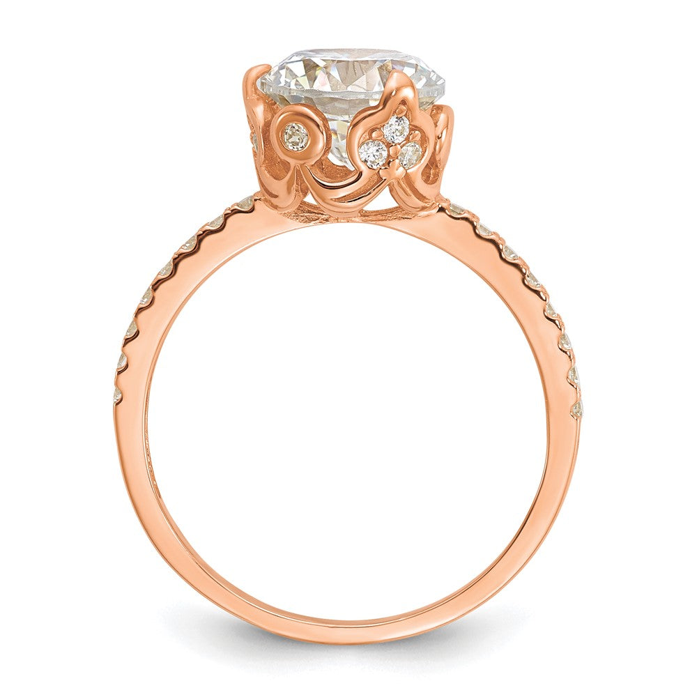 10K Rose Gold Tiara Collection Polished Cz Ring