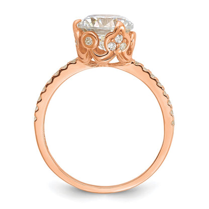 10K Rose Gold Tiara Collection Polished Cz Ring