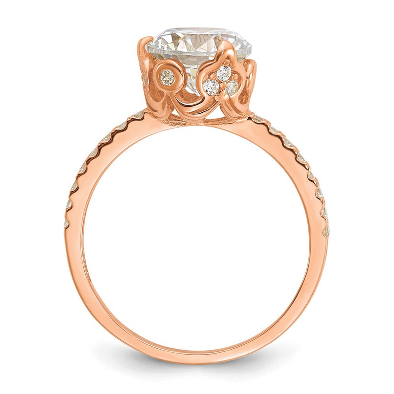 10K Rose Gold Tiara Collection Polished Cz Ring