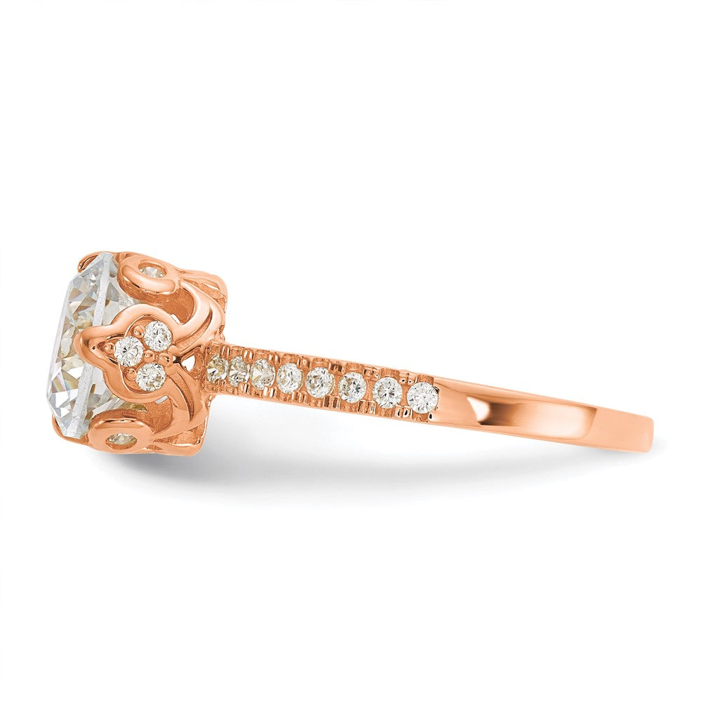 10K Rose Gold Tiara Collection Polished Cz Ring