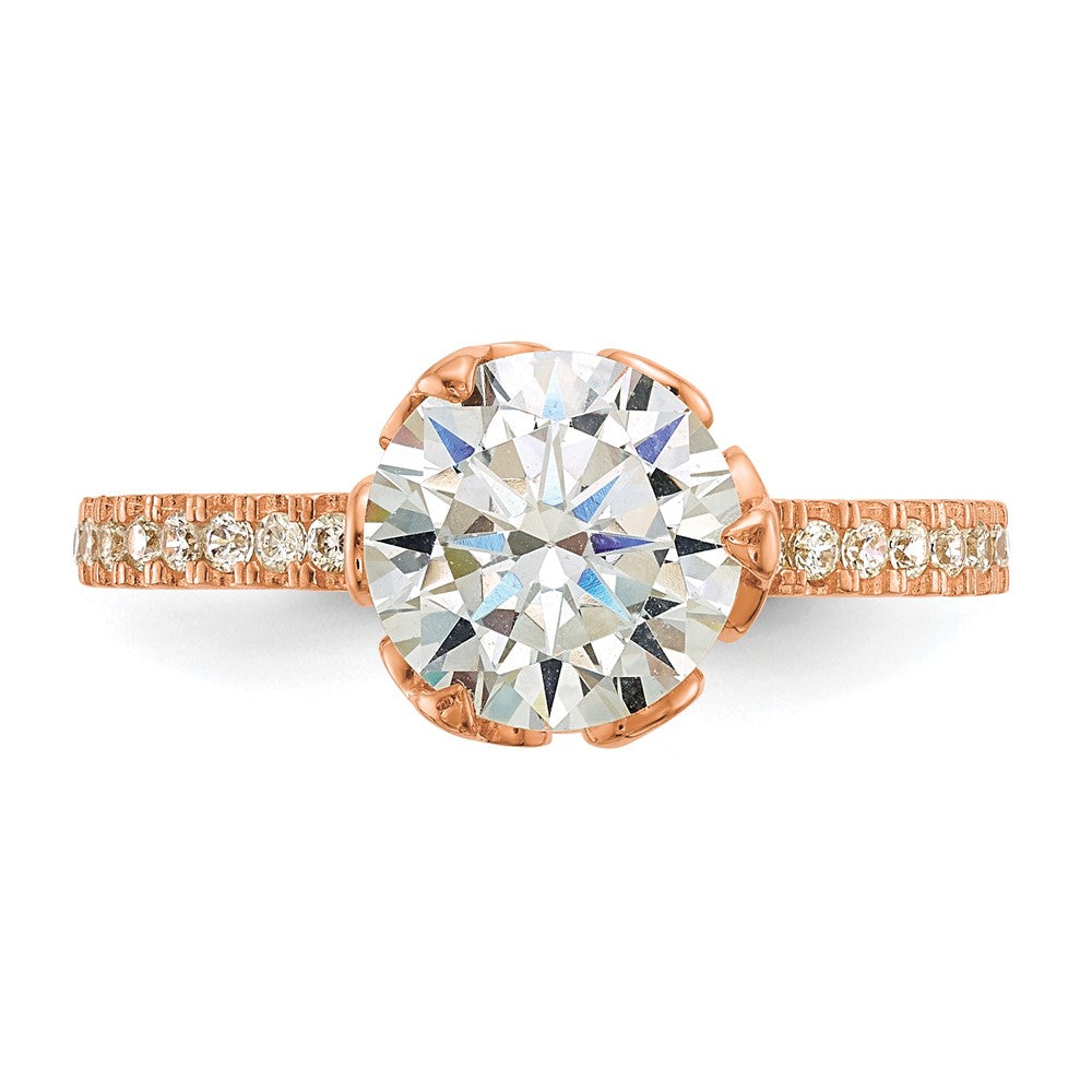 10K Rose Gold Tiara Collection Polished Cz Ring