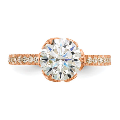 10K Rose Gold Tiara Collection Polished Cz Ring