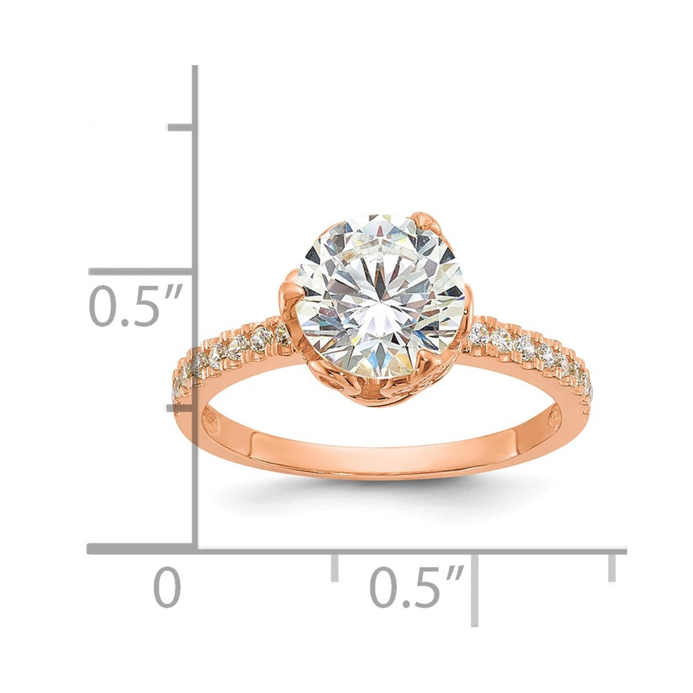 10K Rose Gold Tiara Collection Polished Cz Ring