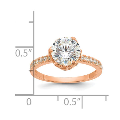 10K Rose Gold Tiara Collection Polished Cz Ring