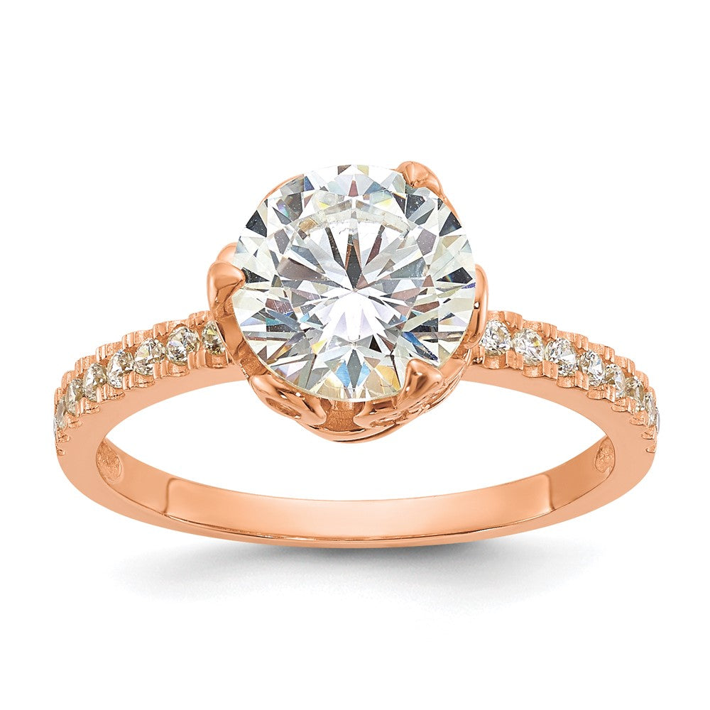 10K Rose Gold Tiara Collection Polished Cz Ring