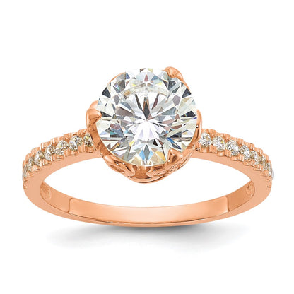 10K Rose Gold Tiara Collection Polished Cz Ring