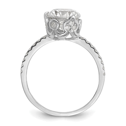 10K White Gold Tiara Collection Polished Cz Ring (Size 7 Only)