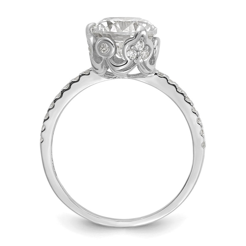 10K White Gold Tiara Collection Polished Cz Ring (Size 7 Only)