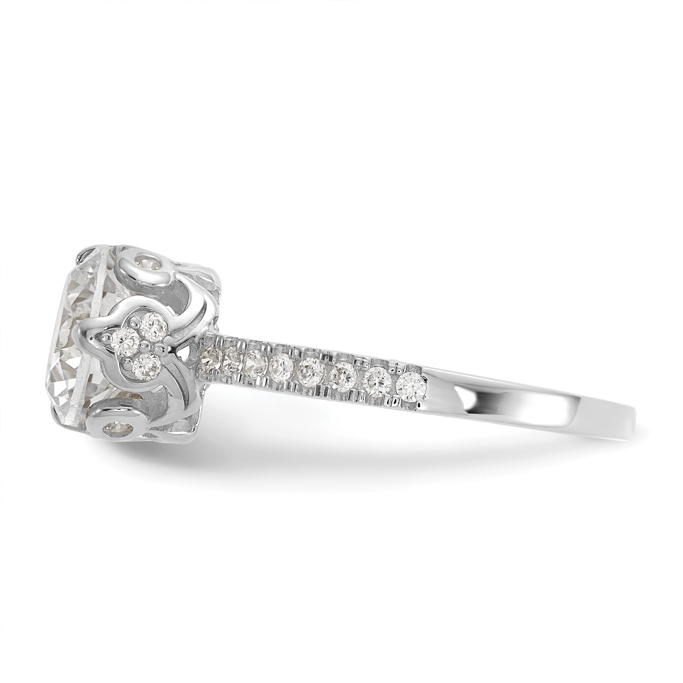 10K White Gold Tiara Collection Polished Cz Ring (Size 7 Only)