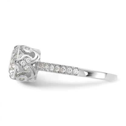 10K White Gold Tiara Collection Polished Cz Ring (Size 7 Only)