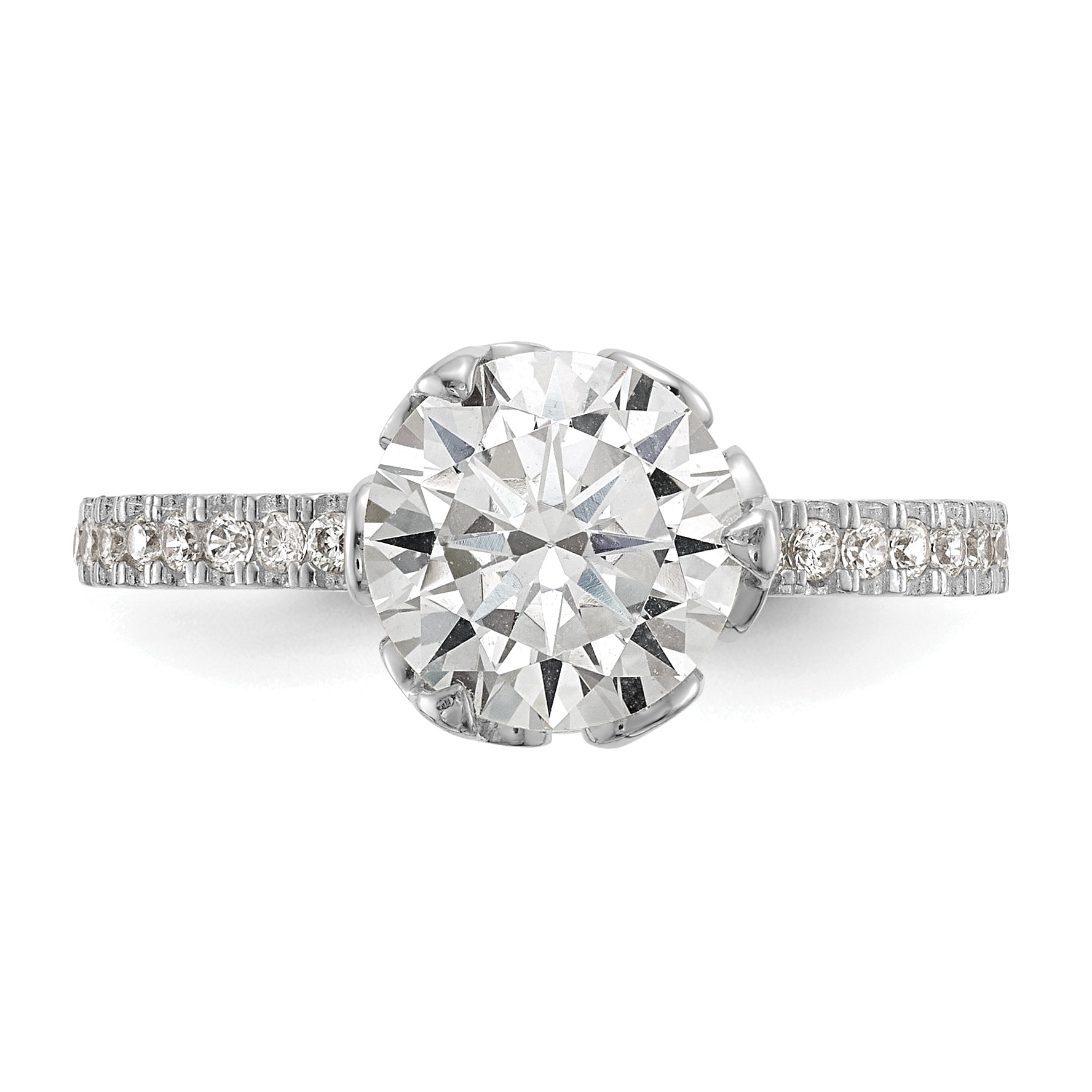 10K White Gold Tiara Collection Polished Cz Ring (Size 7 Only)