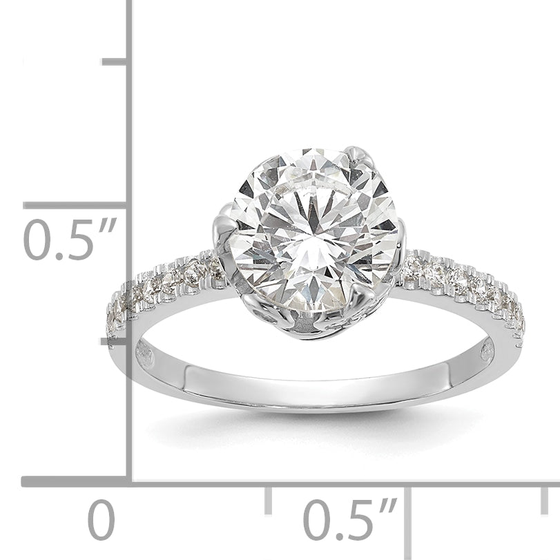 10K White Gold Tiara Collection Polished Cz Ring (Size 7 Only)