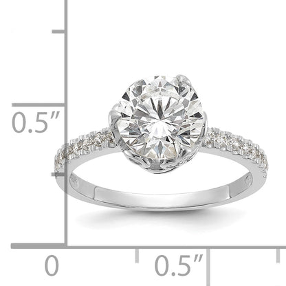 10K White Gold Tiara Collection Polished Cz Ring (Size 7 Only)