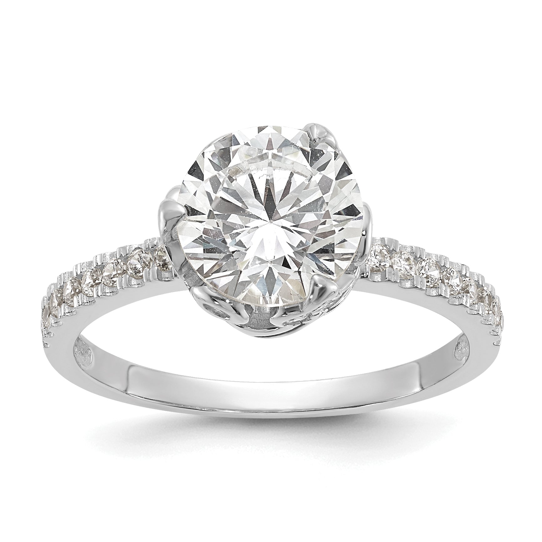 10K White Gold Tiara Collection Polished Cz Ring (Size 7 Only)
