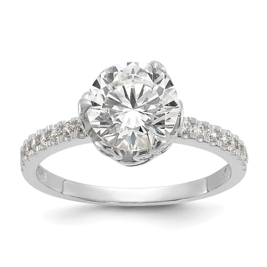 10K White Gold Tiara Collection Polished Cz Ring (Size 7 Only)