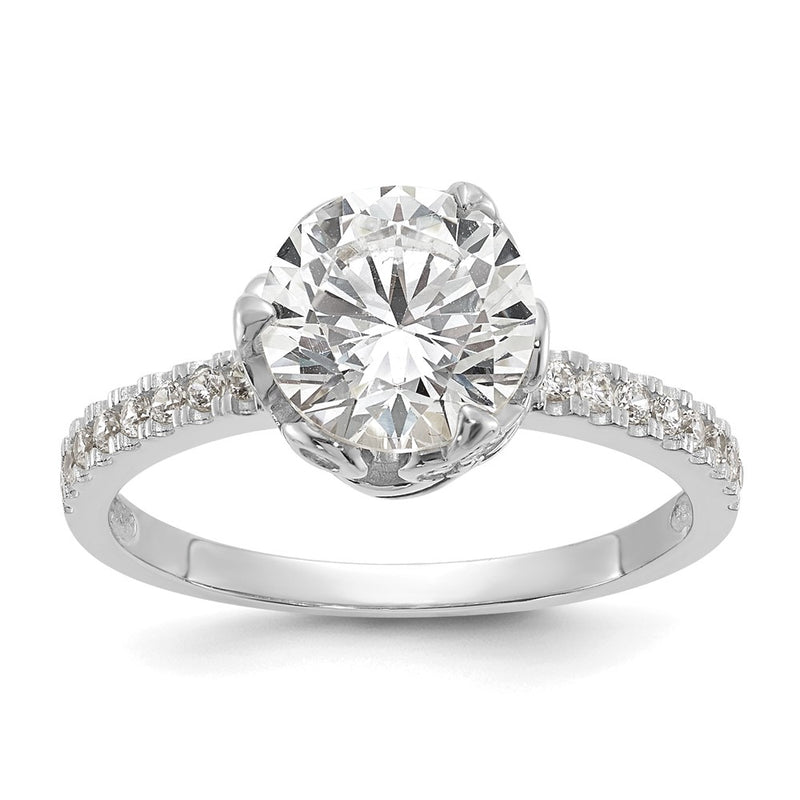 10K White Gold Tiara Collection Polished Cz Ring (Size 7 Only)