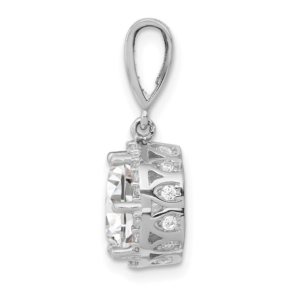 10k White Gold 10K Tiara Collection White Gold Polished CZ Pendant