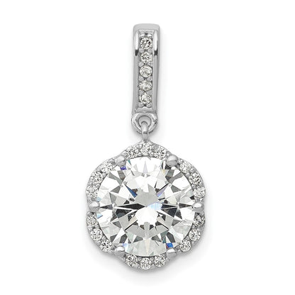 10k White Gold 10K Tiara Collection White Gold Polished CZ Pendant