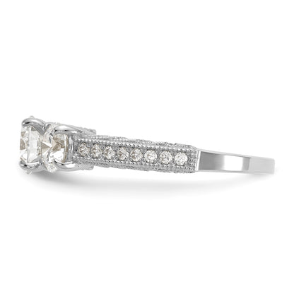 10K White Gold Tiara Collection Polished 3 Stone Cz Ring (Size 7 Only)