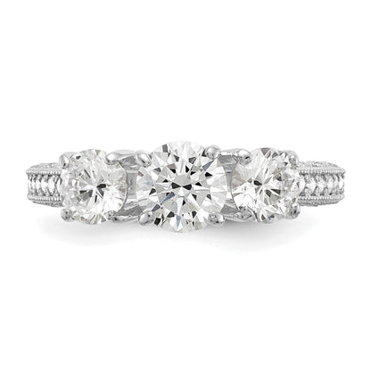 10K White Gold Tiara Collection Polished 3 Stone Cz Ring (Size 7 Only)
