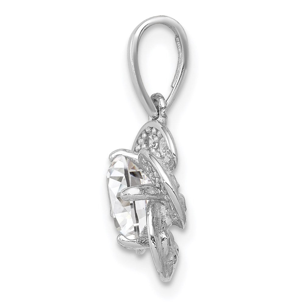10K White Gold Tiara Collection Polished Cz Pendant